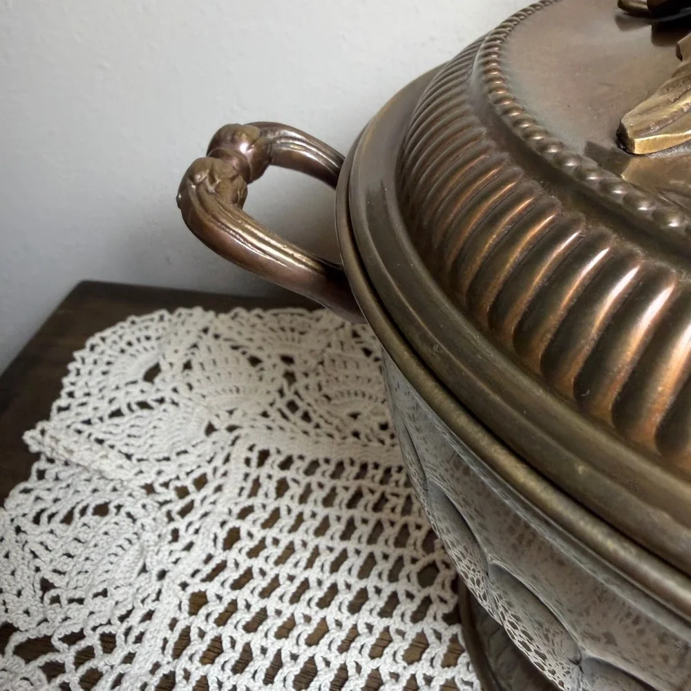 Decorative Crafts Inc Brass Urn Covered Vessel Hand Crafted India Ornate Footed